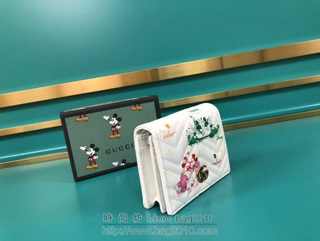 Gucci古馳包包 G家新款錢包 616768 古奇白色米奇零錢卡包 gdj1486